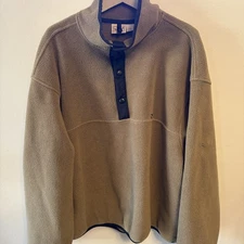 Woolrich Men’s Fleece 1/4 Snap Polartec Fleece XL Olive Green & Black Trim