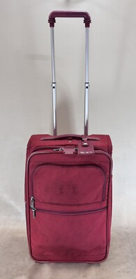 Preowned Tumi Red Ballistic Nylon 20  Upright Expandable Carry On Suitcase 2268