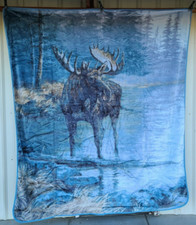 QUIET WATER MOOSE FOREST TREES OUTDOOR QUEEN BLANKET