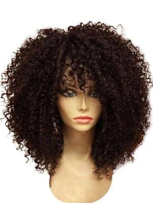 Womens Natural Short Kinky Curly Hair Wigs Black Afro Fluffy Wavy