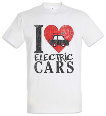 I Love Electric Cars Herren T-Shirt Elektroauto Fun BEV PHEV Plug In Plug-In