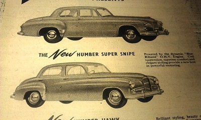 1954 HUMBER SUPER SNIPE, HAWK & Hillman MINX  Australian Sales Adverts