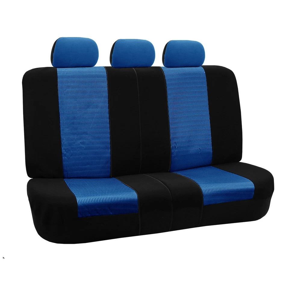Juego completo de funda de asiento de 3 filas para auto SUV azul negro para auto sedán SUV furgoneta banco Foto 4 de 4