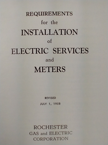 Requirements Installation of Electric Services & Meters RGE 1958 Booklet - Picture 2 of 4