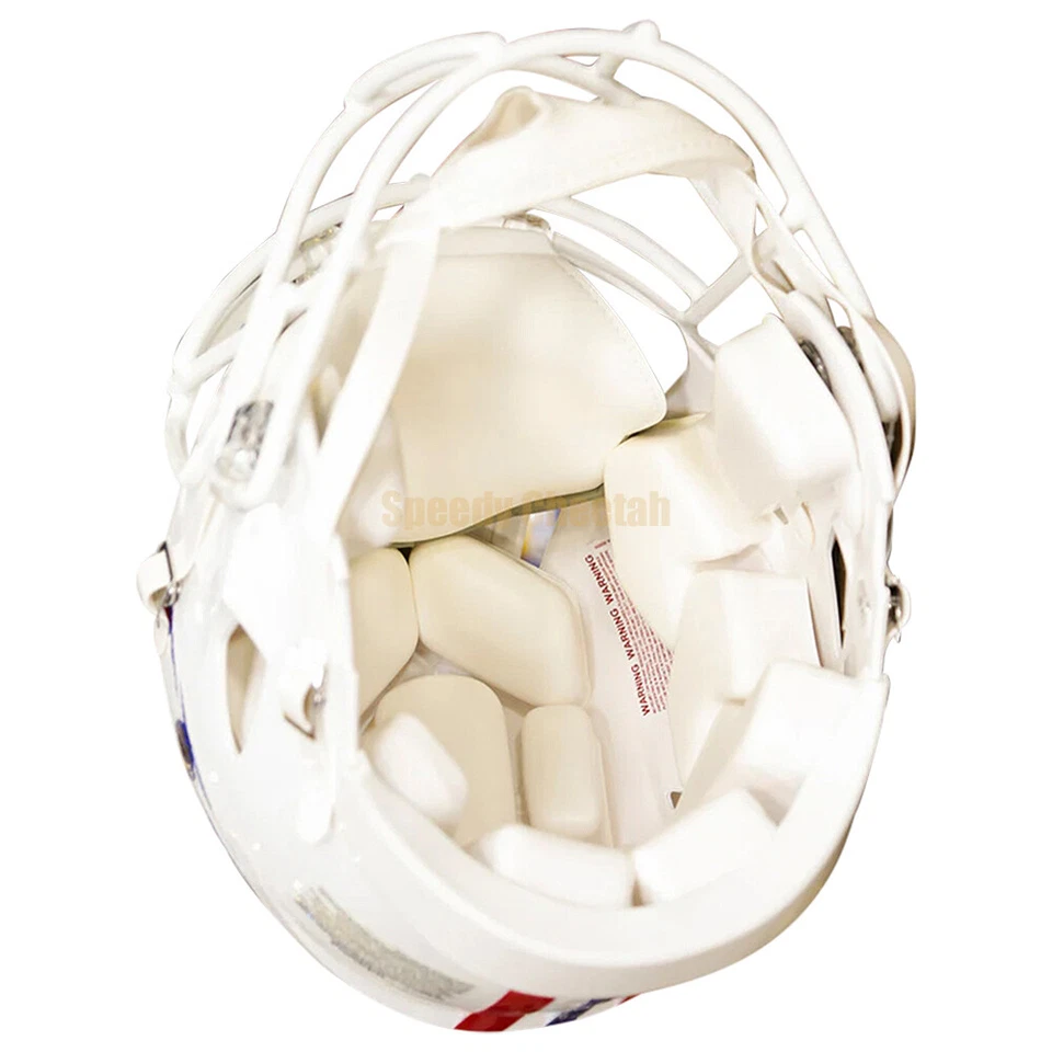 Casco de fútbol americano auténtico tamaño completo velocidad retroceso New England Patriots 1982-89 Foto 4 de 4