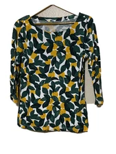 LOFT  SZ M long sleeves blouse tops shirts green leaves fruits print