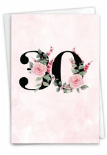 30th Milestone Anniversary Card w/ 5" x 7" w/ Envelope Floral Couple 30