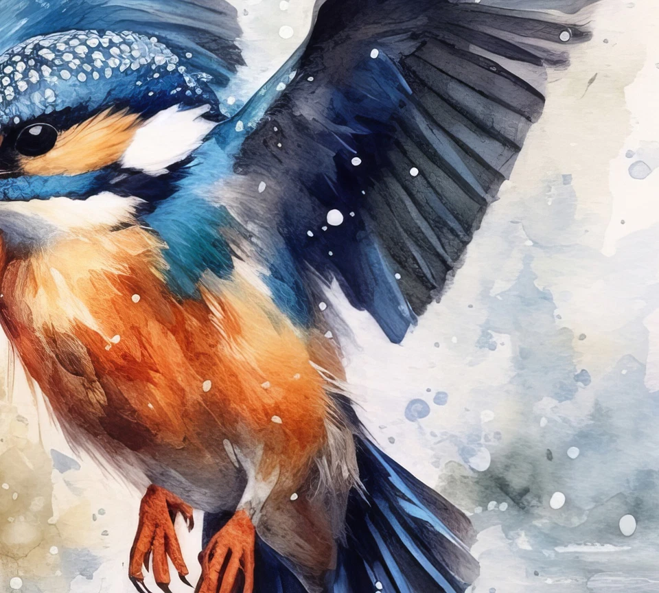 "Estampado de pintura en acuarela Flying Kingfisher - River Bird Art 5"" x 7" Foto 4 de 4