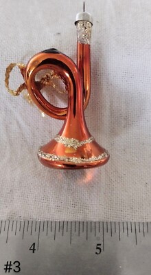 Rauch -1 Orange Vintage Glass Horn Tree Ornament!