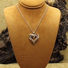 Sterling Silver Heart Necklace with Clear Accent Stones