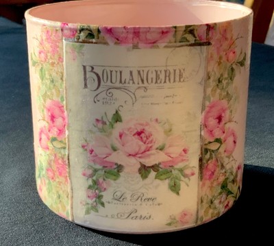Shabby Chic - Roses- Handcrafted Glass Jar With Rhinestone Lid