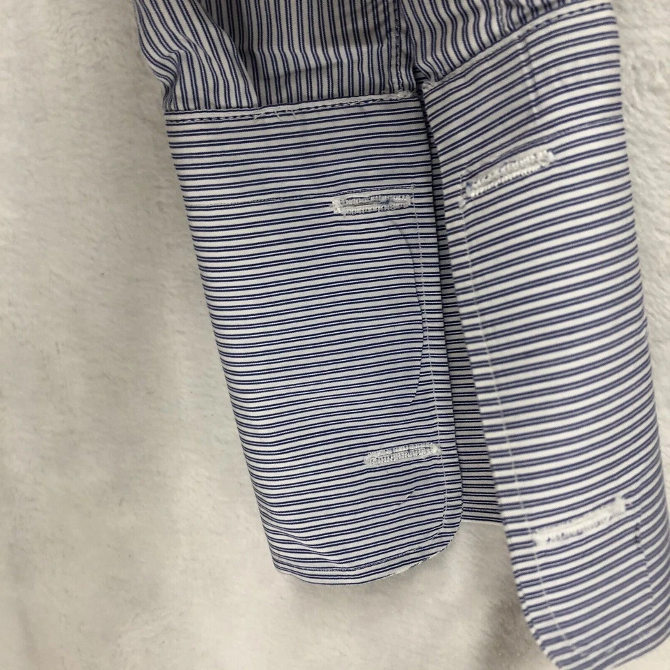 Camisa de vestir con gemelos de algodón a rayas azules manga larga ISAIA para hombre talla IT 18/45. Foto 4 de 4