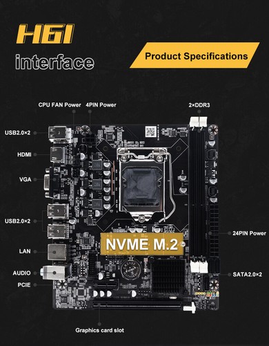 NEW for Intel H61 Socket LGA 1155 MicroATX Computer Motherboard DDR3 HDIM NVME - Picture 15 of 19