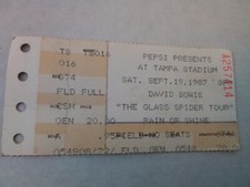 David Bowie concert ticket stub 1987 Glass spider tour w/Frampton Tampa stadium