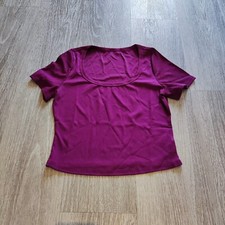 Crop Top Ribbed Scoop Neck Maroon New Size Large 