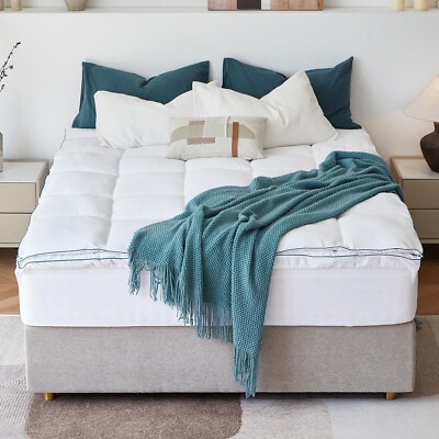 QUEEN MATTRESS TOPPER LINSY LIVING PILLOW TOP WITH EXTRA THICK DOWN ALTERNATIVE
