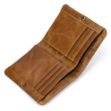 Men’s Leather Wallet Bifold Slim Wallet For Women Zip Coin Pocket Front Casual