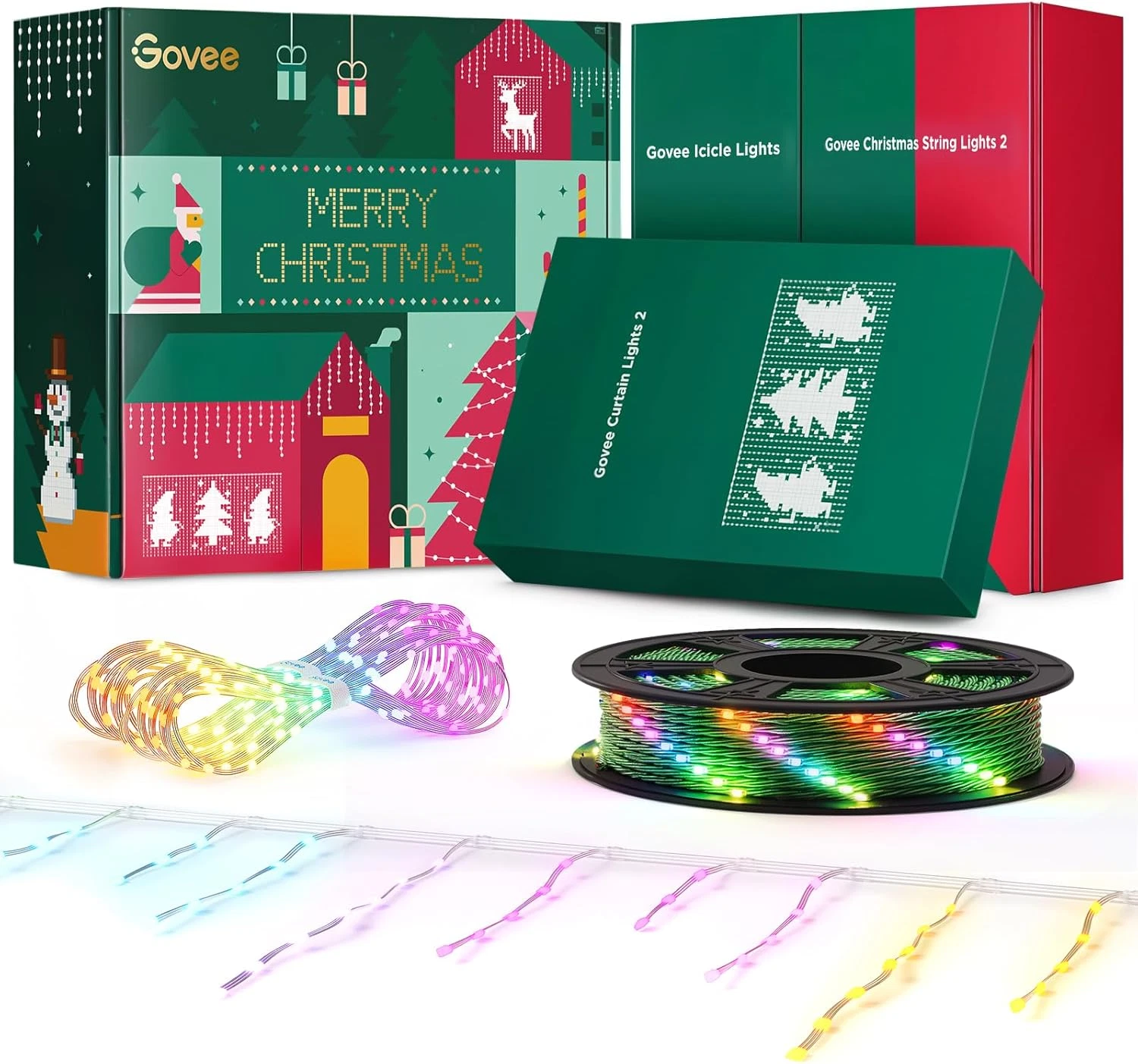RGBIC Smart LED Christmas Lights Set - Curtain, String & Icicle Decor Bundle
Opens in a new window o
