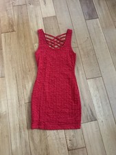 Forever 21 Stretchy Red Crushed Bodycon Dress