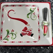 Fitz and Floyd Mingle Jingle Be Merry Snack Plate and Spreader Christmas Xmas