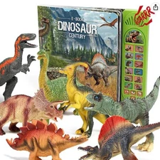 Dinosaurs Sound Book Realistic Roars 12pcs Dinosaur Figure Toys For Toddler Kids