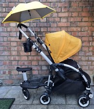 Bugaboo Bee Plus Stroller: Black Frame & Yellow Canopy + Wheeled Board & Parasol