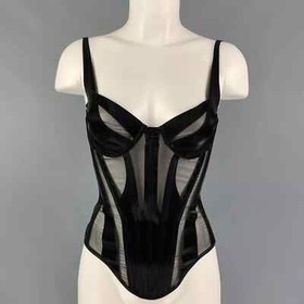 NEW AUTHENTIC MUGLER Black Cut-Out Illusion $2,800 Corset Bustier S bordelle