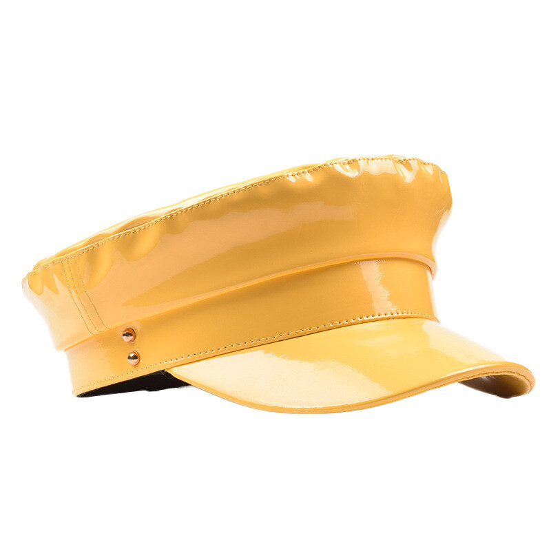 Shiny Lady Faux Leather Military Hat Mariner Breton Fiddler Sailor