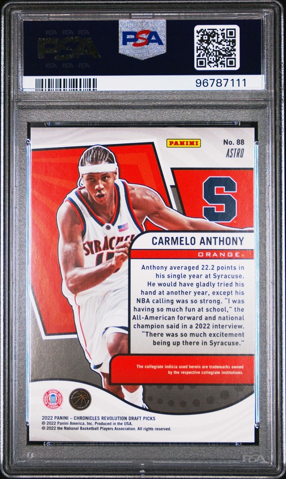 2022 PANINI CHRONICLES DRAFT PICKS REVOLUTION ASTRO 88 CARMELO ANTHONY