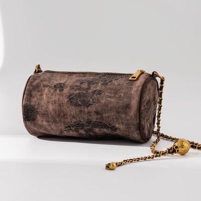 Mulberry silk bucket bag, small fragrant style mini crossbody bag, diamond grid