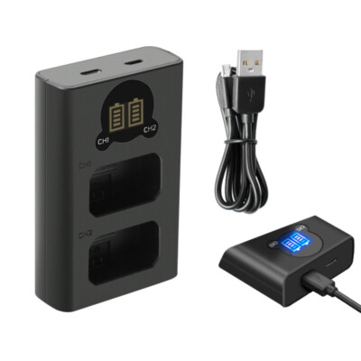 Dual LCD Ladegerät USB-C für Sony Alpha 7 (ILCE-7) 7 II (ILCE-7M2) 7R (ILCE-7R)