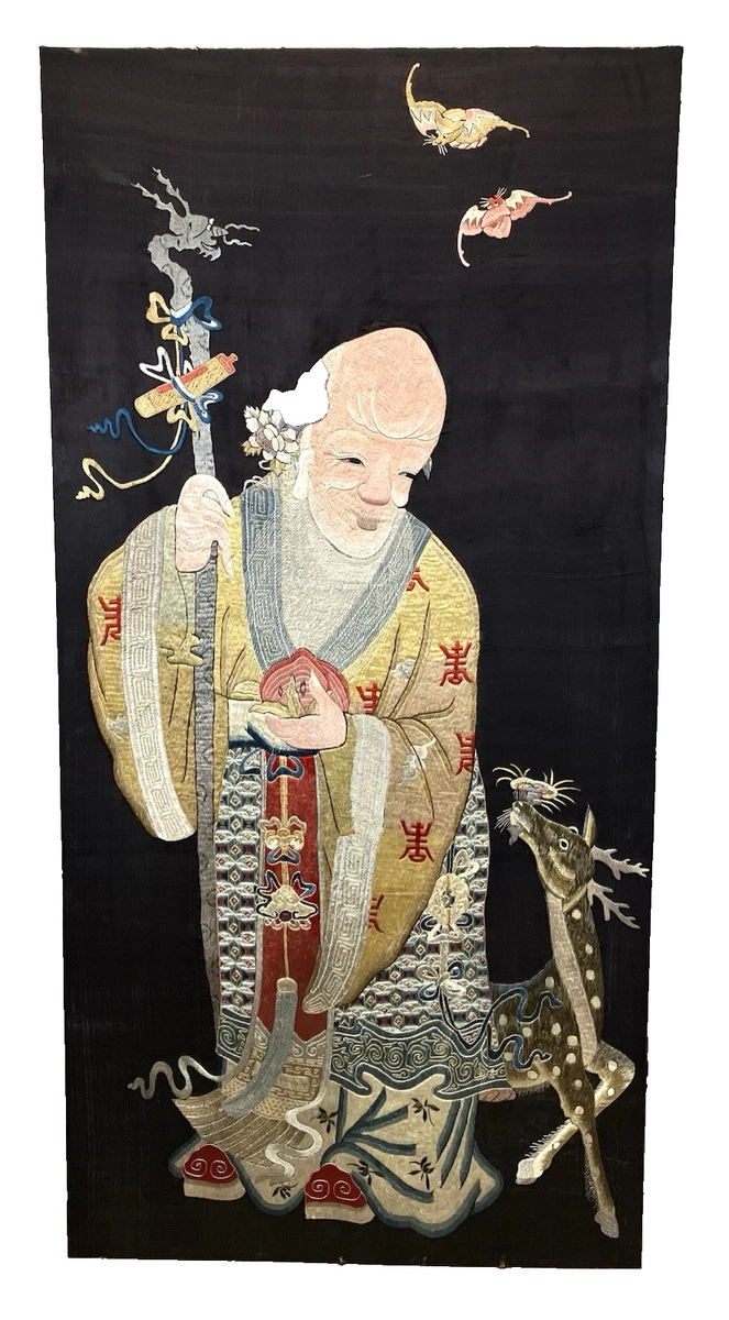 Antique Embroidered Silk In Antique Japanese Kimonos & Textiles