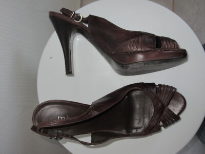 Escarpins Minelli En Cuir Marron - Taille 39 - Talon 2-7cm - Occasion Bon état