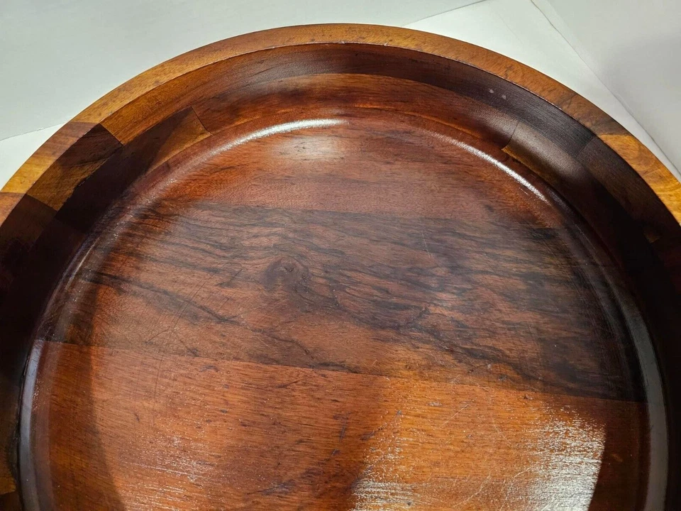 Jean Gillon Arte Tropic Hecho en Brasil Madera Jacaranda Cuenco Grande 15" Redondo MCM Foto 3 de 4