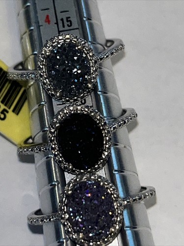 Cuatro anillos cada uno hecho de varios colores de gemas brillantes halo de ley talla 8 - Imagen 15 de 22