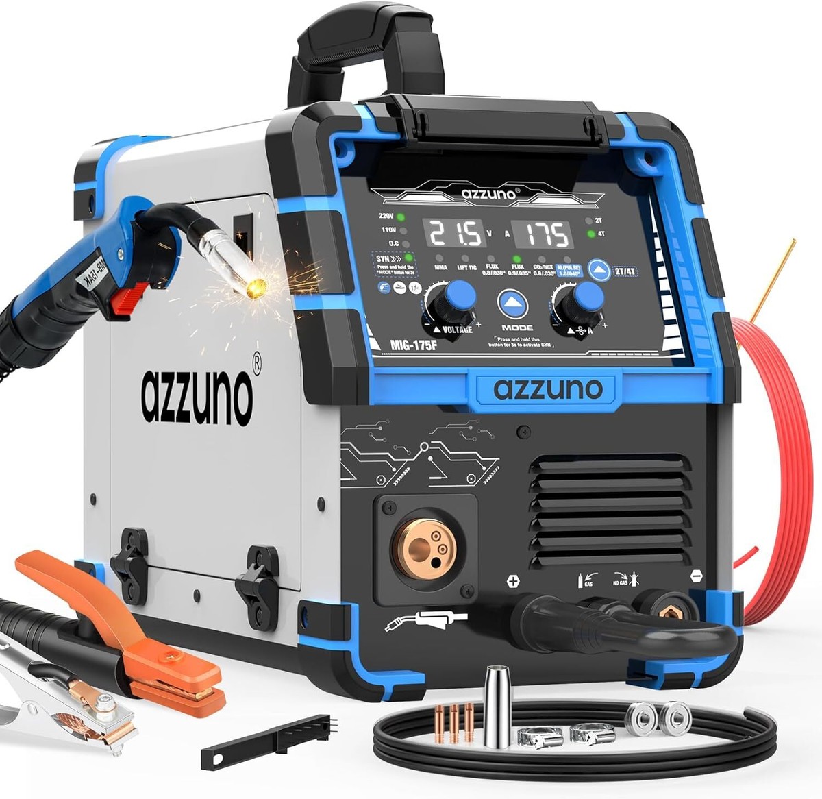 AZZUNO MIG Welder Flux Core Welder Machine 110V 130Amp Gasless MIG