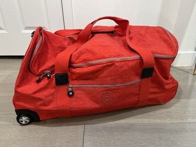 Kipling Large Rolling Duffel Bag   Red   Travel Luggage   28 