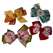 Kids Hair Bows Set 4 Piece Cute Butterfly Ladybug Heart Theme Accessories