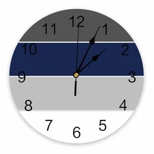 10" Silent Wall Clock Battery Gray Blue White Geometric Kitchen Bedroom Decor