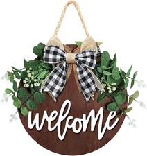 Welcome Sign for Front Door, Decor Farmhouse Porch, Rustic Brown
