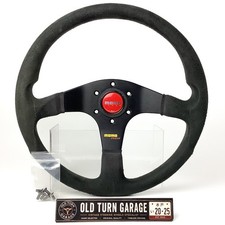 Rare Momo Corse Suede Steering Wheel 350mm 1992 Vintage Jdm Racing Horn Button S
