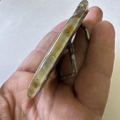 Vintage Handcrafted Agate Belt Buckle Rough Cut Natural Stone Earth Tone Vintage Handcrafted Agate Belt Buckle Rough Cut Natural  main image 2