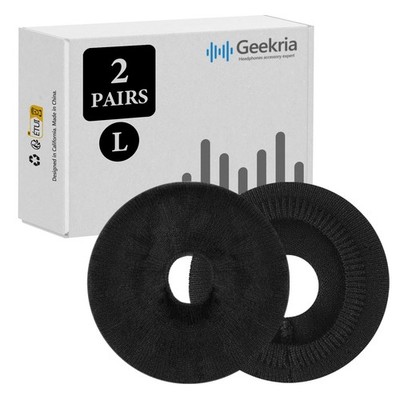 Geekria 2 Pairs Washable Headphone Covers (Size L / Black)