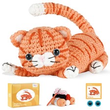 MOREJMTT Crochet kit for Beginners Adults, Learn to Crochet, a, Orange cat
