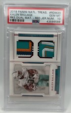 2018 Panini National Treasures PSA 10 Kalen Ballage 07/33 Rookie