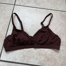 Quince Size L Skin Crossover Cocoa Brown Bralette