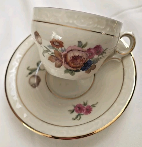 Vintage NHS Kongens Lyngby Denmark porcelain demitasse espresso Cup and Saucer