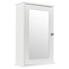 Wall Mount Mirrored Bathroom Medicine Cabinet Storage Organizer with Single Door