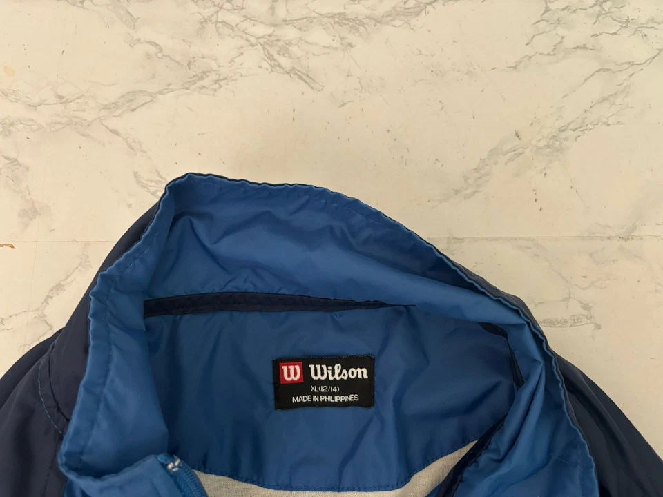 Chaqueta De Colección Wilson Cremallera Completa Niños Jóvenes Talla XL 12/14 Azul Nylon Forrado Colorblock E1 Foto 4 de 4