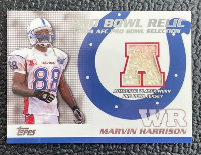  MARVIN HARRISON 2004 TOPPS PRO BOWL 2 COLOR GAME USED DIRTY JERSEY CARD COLTS
